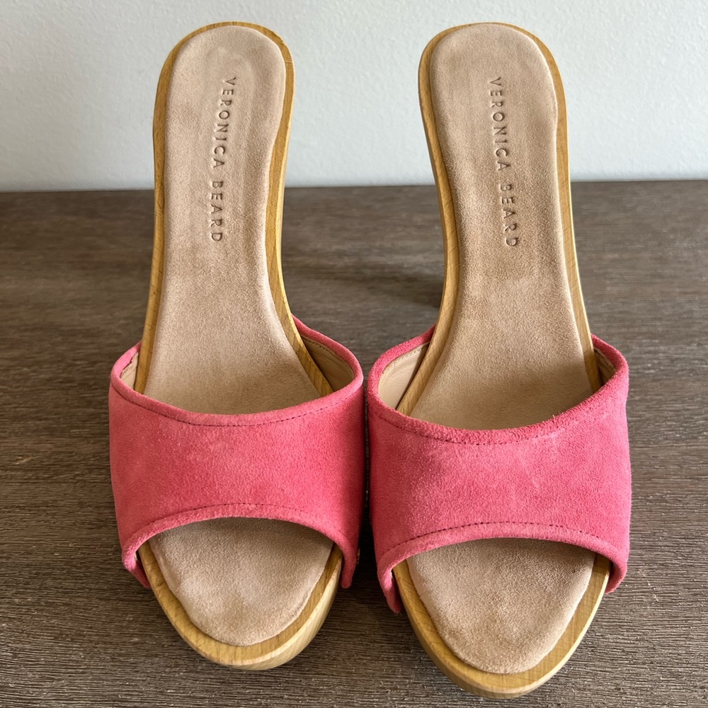 Veronica Beard Fuchsia Suede Slide Sandals